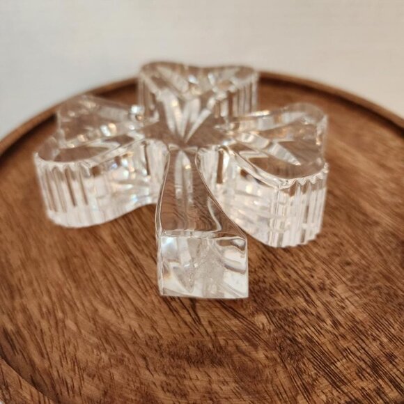 Waterford Crystal 3-leaf Clover Shamrock Paperweight 4” Gothic Signed Mint - Picture 4 of 5